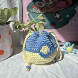 Le Pochon Pokéball - Bleu ciel & jaune pâle
